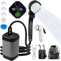 Fohil Portable Shower for Camping, 6000mAh Rechargeable Portable Outdoor Shower with Digital Display, IPX7 Waterproof Outdoor Camp Pump for Camping, Beach, Hiking, Travelling, Pet Cleaning