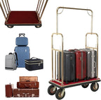 Generic Hotel Luggage Cart Wagon 39Lx19Wx68H Inch Guest Room Trolley Up to 881LBS 8-inch Silent Rubber Casters Carpet Deck Bumper Rails Golden Top Baggage Lobby Trolley Luggage Carts for Commercial Us
