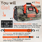 Waterproof Duffel Bag - Motorcycle Dry Bag Tail Bag with Large Storage Space, Waterproof Luggage Duffle Bags with Outer Mesh Zipper Pocket for Camping, Kayaking, Fishing & Traveling