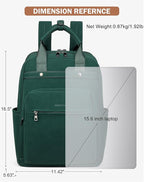 MASINTOR Leather Laptop Backpack for Women, Stylish Computer Backpack College Business Work Shoulder Bags Work and Travel Retro Green