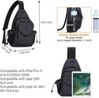 MOSISO Sling Backpack,Canvas Crossbody Hiking Daypack Bag with Anti-theft Pocket, Space Gray