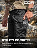 CQR Men's Tactical Pants, Water Resistant Ripstop Cargo Pants, Lightweight EDC Work Hiking Pants, Outdoor Apparel