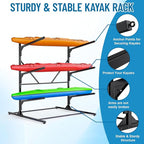Kayak Storage Rack, Heavy Duty Freestanding Kayak Rack for Garage and Outdoor Storage, Kayak Stand Adjustable for Kayak, Canoe, Surfboard and Paddle Board