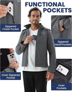 WULFUL Men's Softshell Jacket Waterproof Lightweight Insulated Windbreaker Fleece Lined Rain Shell Jacket for Hiking Travel