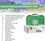 Home-Businesses First-Aid Emergency-Kit for Camping-Car - 300 Pcs Urgent Essential First Aid Kits Refill Supplies with Tourniquet Bandages for Workpalce Green 1st Aid