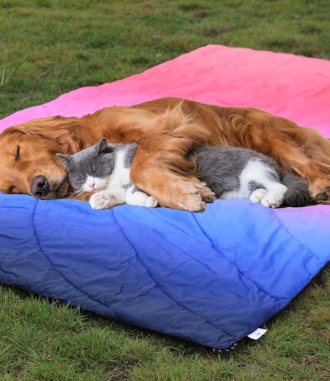 Outdoor Puffy Camping Blanket, Lightweight Down Alternative Puffy Waterproof Stadium Blanket with Portable Bag, Lightweight Camping Blanket for 2 People, Cold Weather, Sports, Travel, Car, 79*54 inch