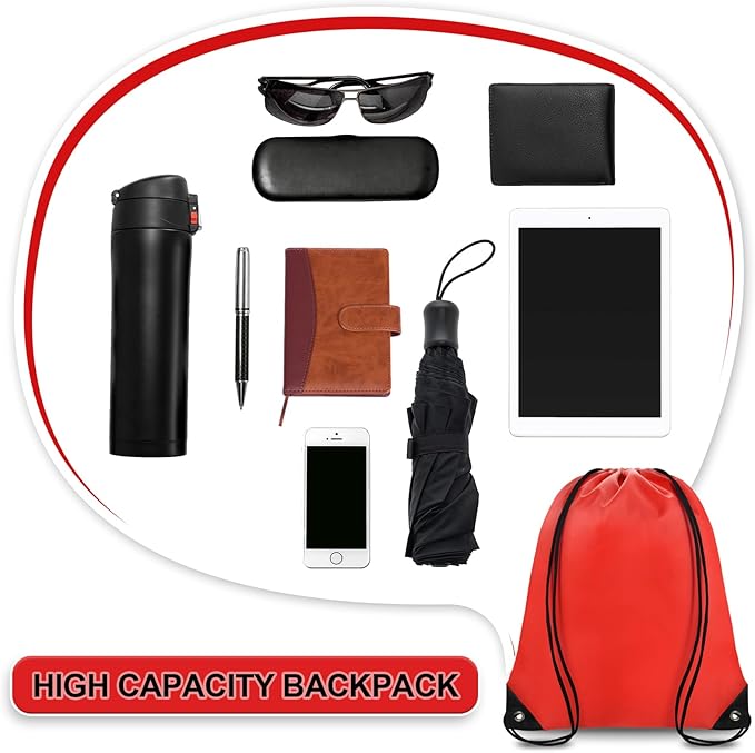 Grneric Drawstring Backpack Bulk 42 Pcs String Backpack Drawstring Bags Cinch Bag Sackpack for Men Women Gym (Red)