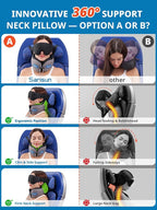 SARISUN Travel Pillow for Airplane,Neck Pillow with Strap,Combo 3D Eye Mask for Sleep,Dual-Density Supportive Foam Travel Neck Pillow for Airplane Flights,Car Road Trip Travel Essentials Pink