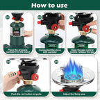 KOMAN Camping Stove Propane, Single Burner Propane Stove,Portable Stove,Propane Burner Camping with Button Starter,10000BTU Backpacking Stove for Outdoor Cooking, Hiking(Fuel not included)