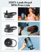 64oz Water Bottle Insulated with Handle,Double-Wall Vacuum Stainless Steel (Cold for 48 Hrs), Half Gallon Water Jugs,Reusable Metal Water Flask with Carry Pouch,Straw & Spout Lid,Indigo Black