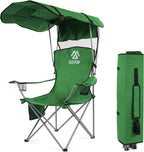 Camping Chair, Oversized Folding Chair with Canopy, Portable Outdoor Chair with Arms, Cup Holder and Carry Bag for Camping, Fishing, Beach, and Sports, Jaspe