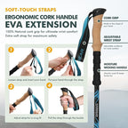 KINGGEAR TPC 100% Carbon Fiber Hiking Poles, Telescopic Retractable Nordic Trekking Poles, Ultra Lightweight Nordic Walking Stick, Metal Flip Locks, Cork and Extended EVA Handle