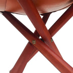 Leather Stool 4-Legs, Portable Beech Wood Artist Folding Stool, Italian Top Vegetable Tanned Leather Seat, Home Fashion Genuine Leathers Director’s Stool for Home Outdoor Camping Fishing