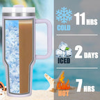 4 Pack 40 Oz Tumbler with Handle Bulk, Double Wall Vacuum Insulated Stainless Steel Tumbler with Lid and Straw, 40 oz cup with Silicone Spill Proof Stopper Set (Cream,Purple,Dark Green,Rose Quartz)