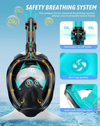 Zenoplige Full Face Snorkel Mask Adults,Dry-Top Snorkeling Gear with Camera Mount,Foldable 180-Degree Panoramic Scuba Mask for Snorkeling Diving Swimming Travel,Snorkel Mask Anti-Fog & Anti-Leak