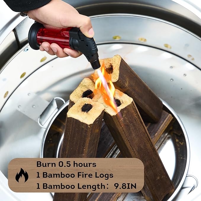 Fire Logs Fireplace Logs - Compressed Natural Bamboo Logs Fires tarter Bamboo Fire Log for Campfire, Fireplace, Wood Stove, Fire Pit, Indoor & Outdoor Pack of 4/2-Hour Burn