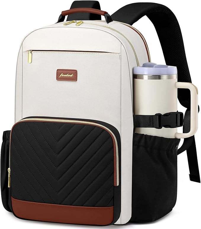 Laptop Backpack for Women Bookbag: 17 inch Work School Backpacks with Pouch Pocket for Large Capacity Cup & USB Charger College Book Bag Travel Business Nurse Teacher Bookbags Anti-theft Back Pack