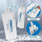 4 Pack 20oz/ 600ml Collapsible Water Pouch for Sawyer Squeeze Mini Water Filtration System, Compatible with Membrane Solutions and Other Water Filter Straw; Foldable Water Bottle, Reusable, BPA-Free