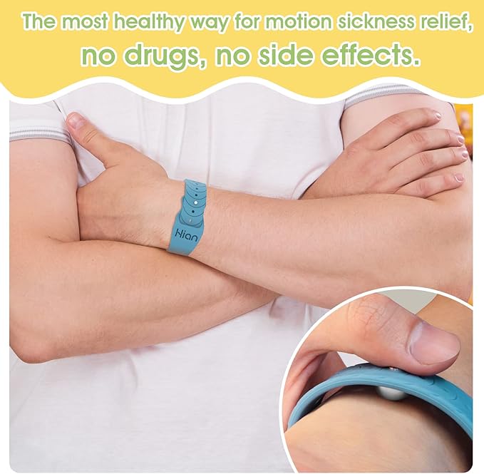 Hion Motion Sickness Bracelets Sea Sickness Wristbands for Motion Sickness/Morning Sickness/Pregnancy Nausea Anti Nausea Bands Acupressure Wristband Motion Sickness Bands（1Pair Black）