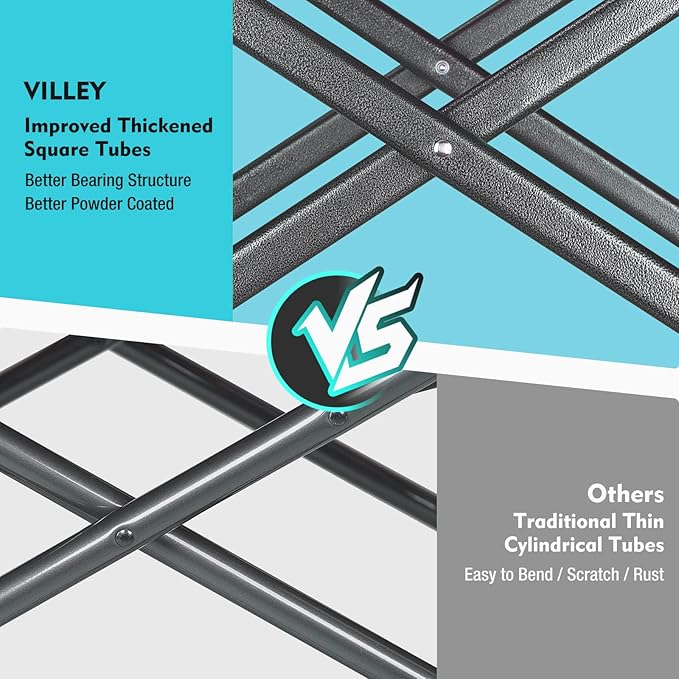 VILLEY Heavy Duty Directors Chair, Folding Camping Chairs, Portable Foldable Chair, for Camp Tailgating Lawn Picnic Fishing Beach, Supports 350 LBS, Blue