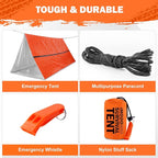 Emergency Survival Tent Life Shelter - 2 Person Mylar Emergency Shelter Tube Tent with Emergency Whistle & Paracord, All-Weather Essential Survival Gear for Camping, Hiking & Survival Kits