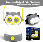 Portable LED Camping Lantern, Head Lamp Kit, Lightweight Battery Powered LED Flashlight for Indoor Outdoor, Kids Camping Gear Gift for Children's Day, Birthday, Easter, Adventure(Owl Set)