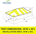 Party Tents Direct 20'x40' Weekender Canopy Pole Tent - Easy Up Canopy Tent with 160 Person Capacity - Outdoor Canopies for Parties, Weddings, & Events (Yellow/White Top)