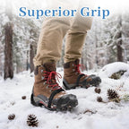 1 Pairs Snow Spikes for Shoes, Ice Spikes for Shoes and Boots, Anti-Slip Cleats Crampons Traction Gear with 11 Studs, Shoe Ice & Snow Grips for Winter Walking Running Hiking Mountaineering