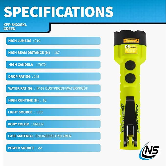 Nightstick XPP-5422GXL Intrinsically Safe Flashlight w/Green Laser - 3 AA (not Included) - Green - UL913