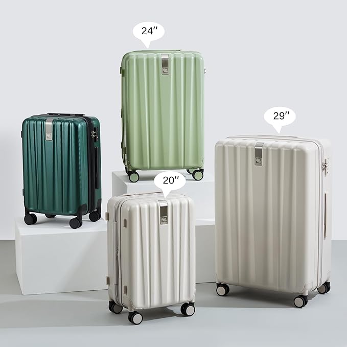 Hanke 24 Inch Expandable Checked Luggage Lightweight PC Hard Shell Luggage Suitcases with Wheels Travel Luggage Rolling Large Suitcase Travel Luggage Bag for Go to University.(Blackish Green)