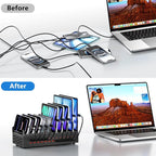 300W Charging Station with 24 Ports,USB Fast Charger for Multiple Devices,Multi Charger Station Organizer Compatible with Smart Power Delivery,Phone,Tablet,Charging Station for Home,Office,School