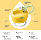 IDEUS Insulated Stainless Steel Water Bottle with 2 Leak-Proof Lids, Thermal Water Flask for Hiking Biking, 24oz, Bright Yellow