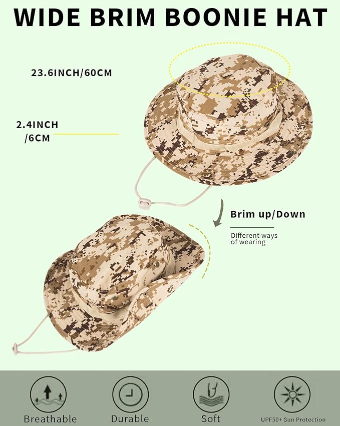 Sun Hats for Men Women Bucket Hat UPF 50+ Boonie Hat Foldable UV Protection Hiking Beach Fishing Summer Safari