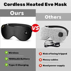 Silk Cordless Heated Eye Mask for Dry Eyes, Light Blocking Warm Eye Compress, Improved Sleep, with 3 Heat Settings, Washable Heating Pad for Migraine, Travel, Rechargeable, Men Women