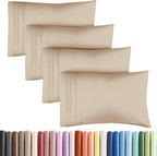 Pillowcases - Ultra Soft Hotel Quality Pillowcase Covers - Comfy, Cozy & Wrinkle Free - Shrinkage and Fade Resistant - Machine Washable Pillow Protectors - (King, Cream, 4 Piece Set)
