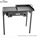 High Pressure Double Propane Burner Outdoor Camping Stove with 0-20 PSI Adjustable Regulator and Steel Braided Hose (Two Burner Stove)