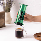 AeroPress Clear Green Coffee Press - All-in-One French Press, Pour-Over & Espresso Style Manual Brewer, 2 Min Brew for Less Bitterness, More Flavor, Small Portable Coffee Maker, Travel & Camping