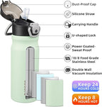 BJPKPK Stainless Steel Insulated Water Bottle With Straw Lid 18oz Reusable Metal Thermo Bottles Keep Cold And Hot,Sage