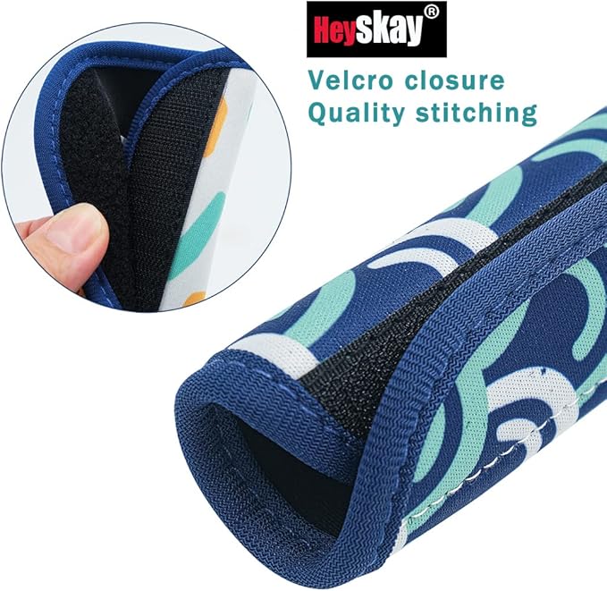 HEYSKAY 3pcs Neoprene Luggage Handle Wrap for Suitcase Identifier Travel Bag Wraps Luggage ID Tags Refrigerator Oven Door Handle Covers (Leaviesx3)