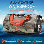 Waterproof Duffel Bag - Motorcycle Dry Bag Tail Bag with Large Storage Space, Waterproof Luggage Duffle Bags with Outer Mesh Zipper Pocket for Camping, Kayaking, Fishing & Traveling