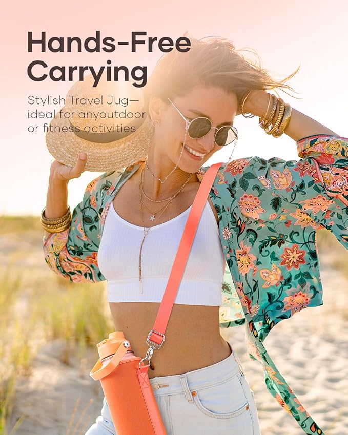 BUZIO 40oz Insulated Water Bottle, Stainless Steel Water Flask with Straw Lid and carrying pouch, Keep Cold 48h Leak Proof Double Wall Vacuum Travel Mug Metal Canteen for Gym Beach, Gradient Orange