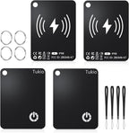 Smart Cards 4 Pack, Smart Tracker Card Compatible with Apple Find My (iOS only), Bluetooth Tracker with Wireless Charging, IP68 Waterproof Finder, Item Finder with Key Ring/Nylon Lanyard.(Black)