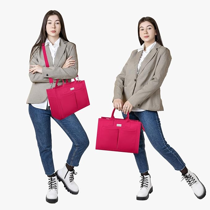 TOPDesign Heavy-Duty Canvas Tote Bag for Women, Adjustable Crossbody/Shoulder Handbag with 9 Pockets, Everything Tote