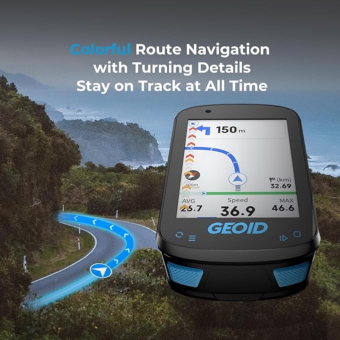 CC600 Color Screen Bike/Cycling Computer Wireless - Route Navigation with Re-Route Planing, WiFi & Bluetooth, Fast 5s GPS Positioning, Free Indoor Training
