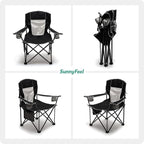 SUNNYFEEL Oversized Folding Camping Chair 2 Pack 500 LBS Heavy Duty Lawn Chairs for Adults Black Portable Folding with Armrest, Cup Holder, Pocket ＆Bag for Outdoor Camping/Beach/Travel/Picnic/Fishing