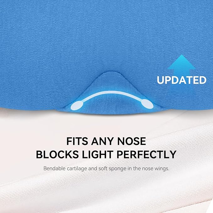 Mavogel Cotton Sleep Mask - Breathable Light Blocking Sleep Eye Mask, Soft Comfortable Night Sleeping Mask for Men Women, Eye Cover for Travel/Shift Work/Nap, Includes Travel Pouch (Cobalt Blue)