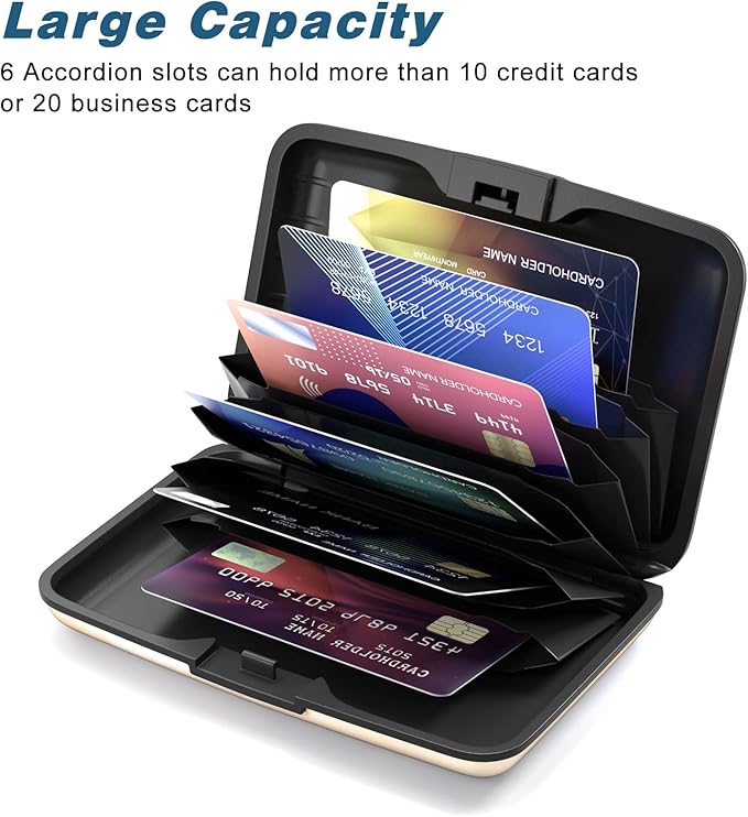 Credit Card Holder, Mini Aluminum Card Wallet RFID Blocking Slim Metal Hard Card Case for Women Men, Beach