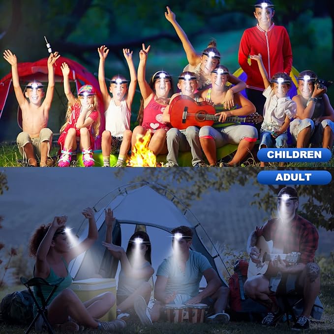 Macarrie 18 Pack LED Headlamps IPX4 Waterproof 3 Modes Headlamp Flashlight Bright Head Lights Camping Accessories for Adults Kids Hiking, Running, Repairing, Fishing, Batteries Not Included(Black)