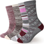 EnerWear 4 Pack Women's Merino Wool Outdoor Hiking Trail Crew Sock