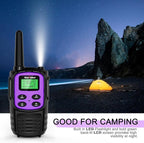 Walkie Talkies Long Range for Adult, MT10 Rechargeable Walkie Talkies FRS Two Way Radio, NOAA, 1200mAh Li-ion Battery USB-C Cable, LED Flashlight,VOX Walkie Talkie for Camping 2Pack (Purple)